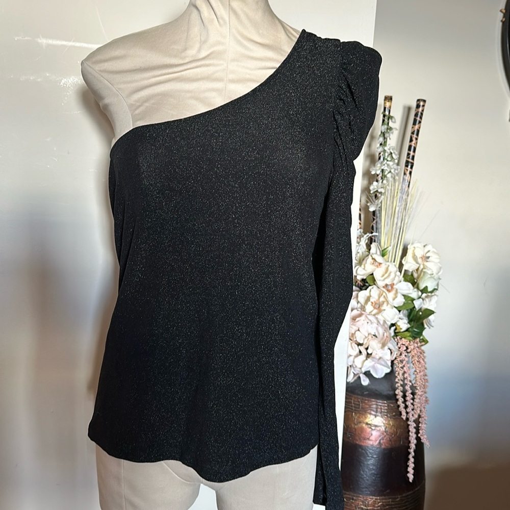 Sparkly black one shoulder top
